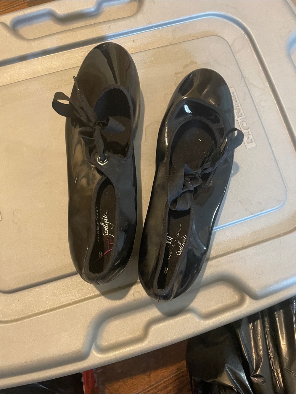 SoleLift Black Patent Lace-Up Women’s Flats
